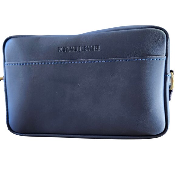 Portland Leather Large Camera Bag Purse Unicorn Smooth Indigo Blue Gray - Picture 2 of 11